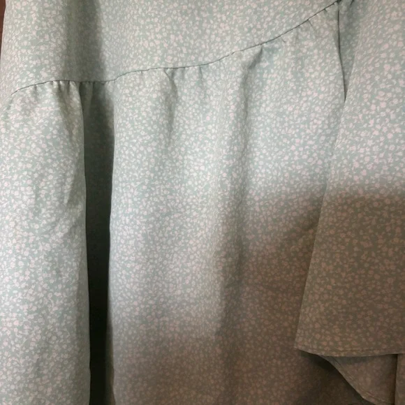 Women's LC Lauren Conrad Midi Wrap Skirt Mint White Pattern Size XL - Picture 6 of 8